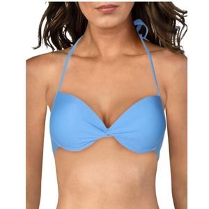 California Waves Twist Front Push Up Bikini Swim Top XL Blue